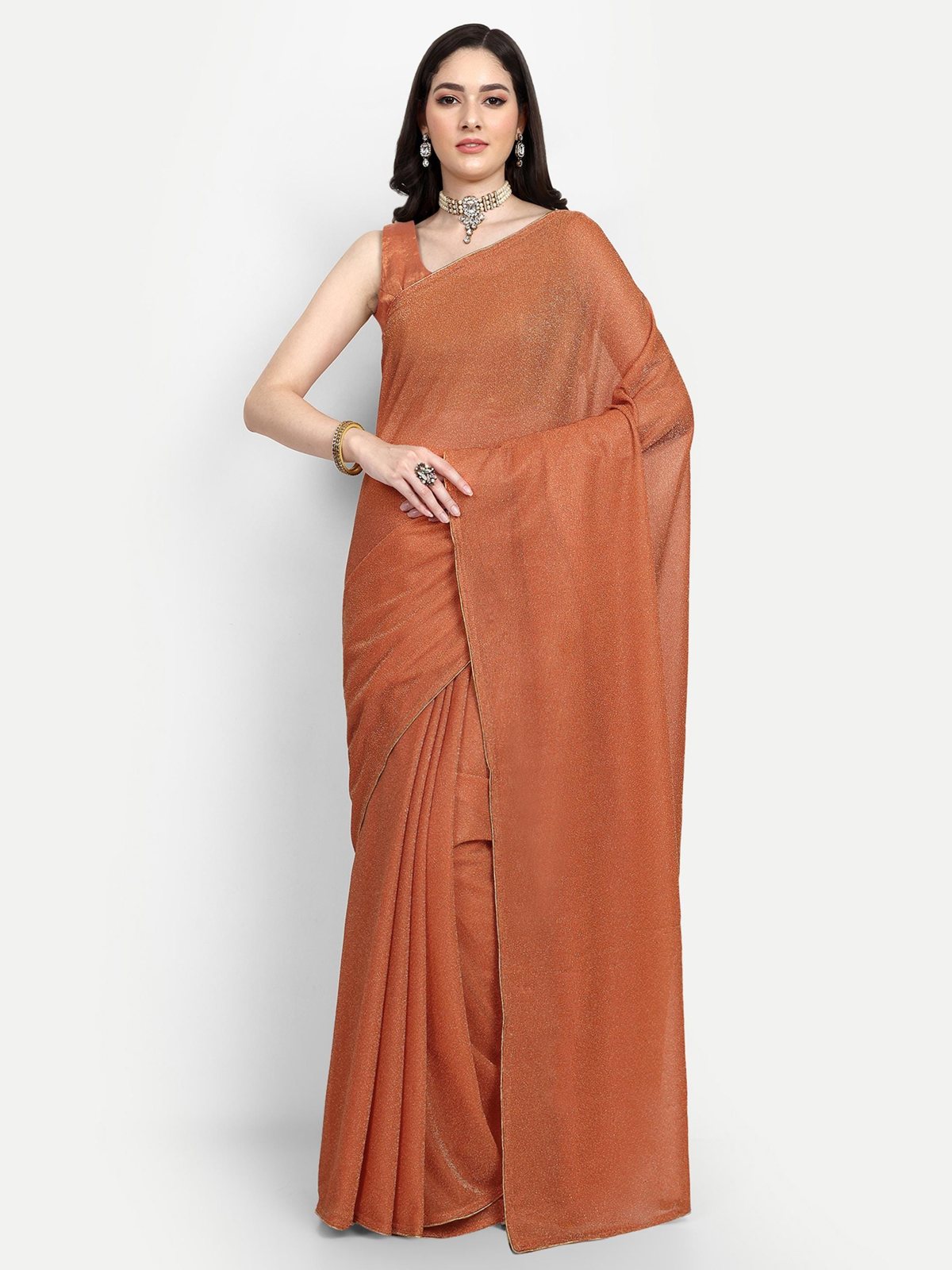 Orange Lycra Saree