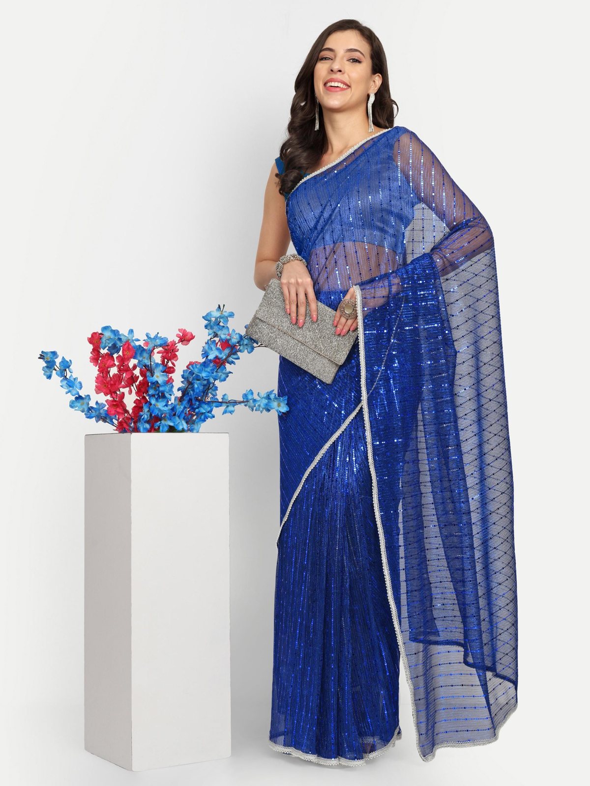 Blue Lycra Saree