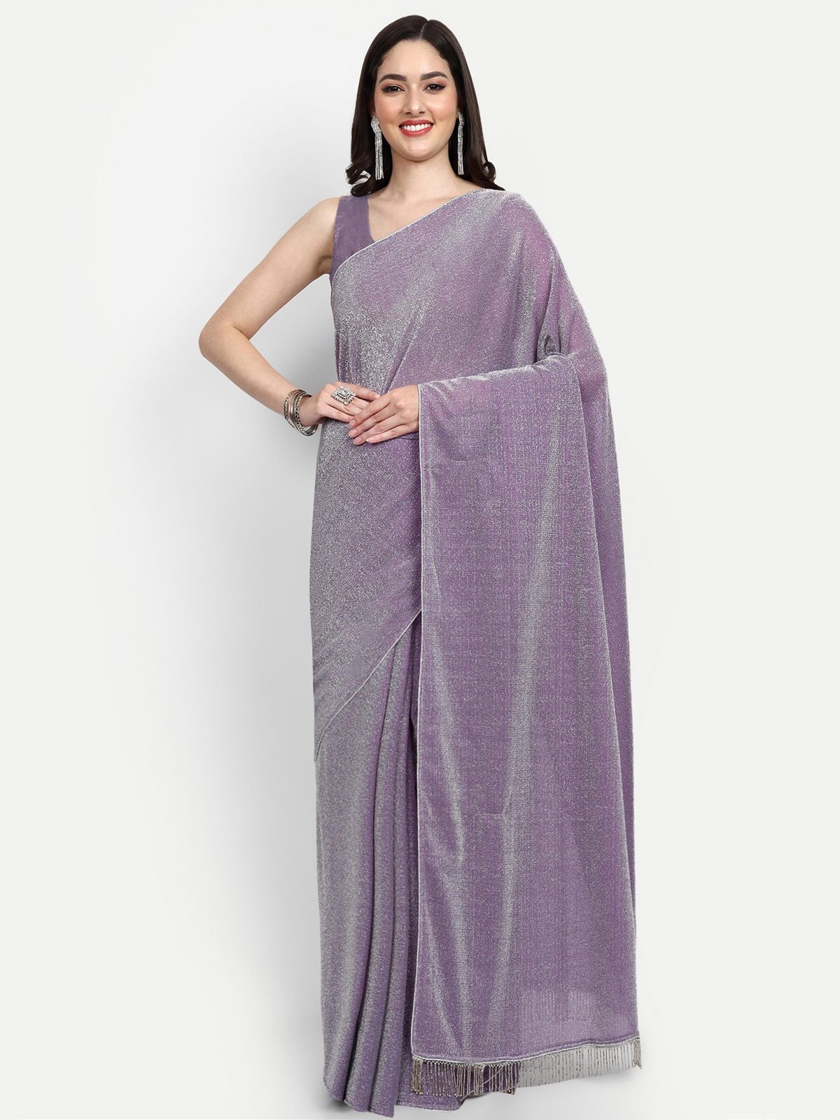 Lavender Lycra Saree