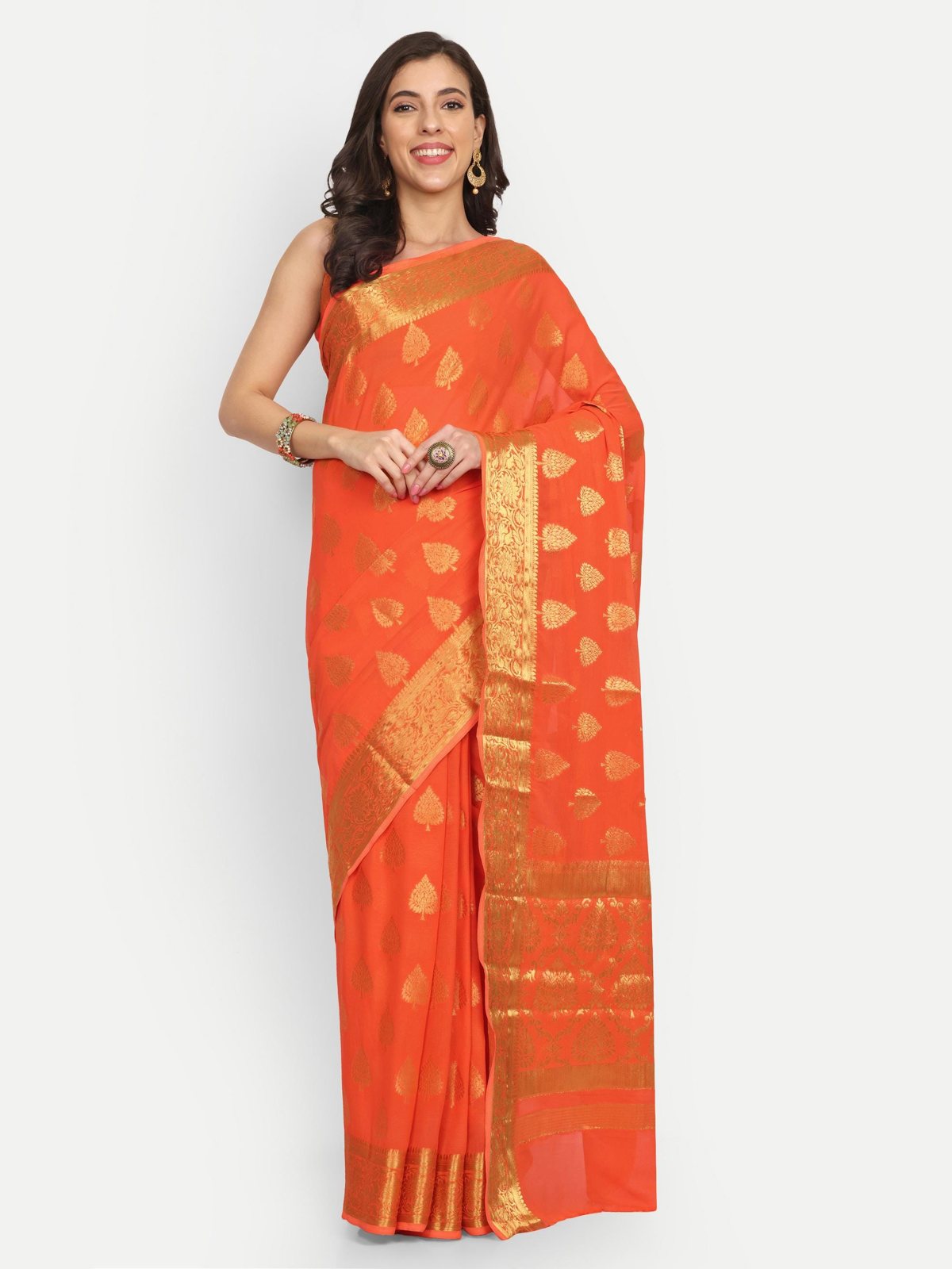 Orange Chiffon Saree